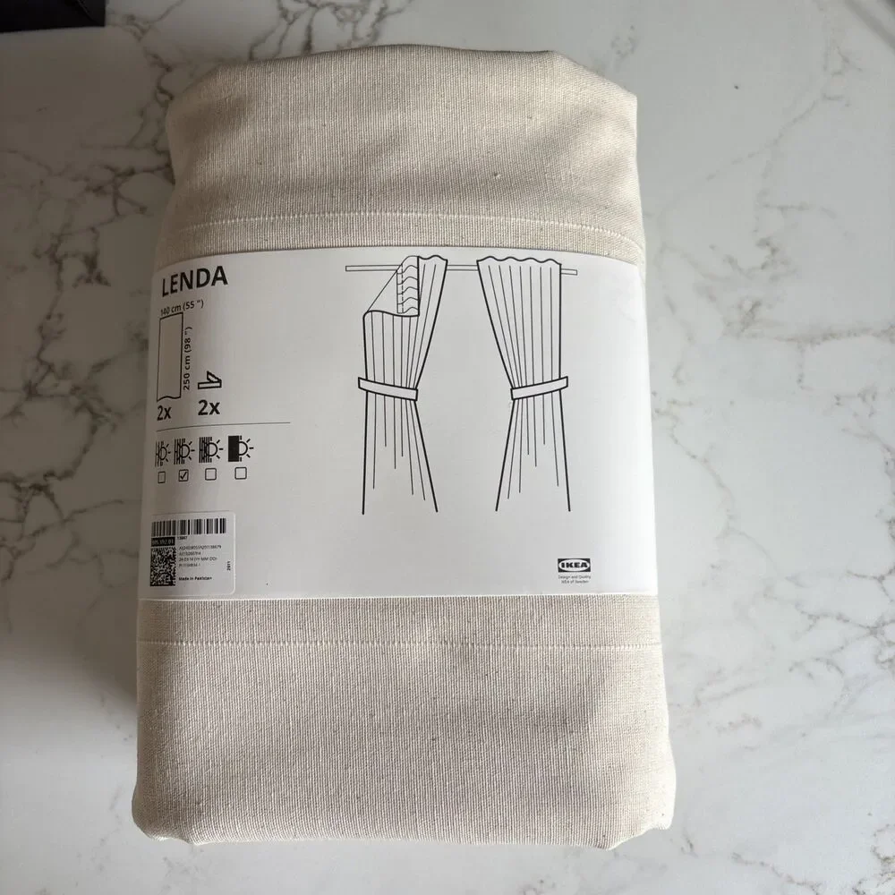 Ikea Lenda Curtain Panels Tab Top with Tie Backs 55x98